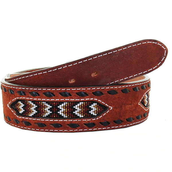 Leather Chestnut Rough Out Beaded Belt Double J Saddlery