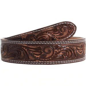 Double J Saddlery Brown Vintage Tooled Belt