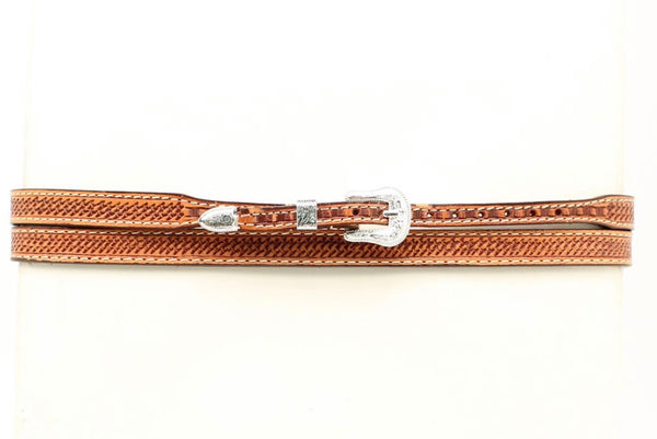 Genuine Leather 1/2” Hatband. Basketweave Tooling